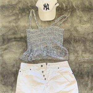 Floral white and blue cami 🦋